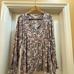 J. Jill Pink and Black Paisley Blouse